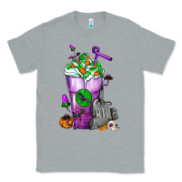 Heather Grey Halloween Cold Drink Frappe With Tombstone Classic Tee - FaDigitalArtStudio