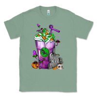 Sage Halloween Cold Drink Frappe With Tombstone Classic Tee - FaDigitalArtStudio