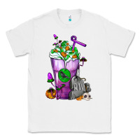 White Halloween Cold Drink Frappe With Tombstone Classic Tee - FaDigitalArtStudio