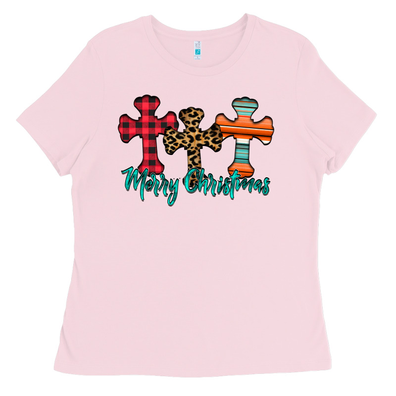 Merry Christmas Cross Ladies Tee by CowhideDigitalArt | Teevron