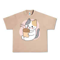 Burro Cat Drinking Coffee Kitten Kawaii Japanese Kitty Urban Heavy Tee - linhVisuals