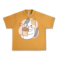 Peanut Butter Cat Drinking Coffee Kitten Kawaii Japanese Kitty Urban Heavy Tee - linhVisuals