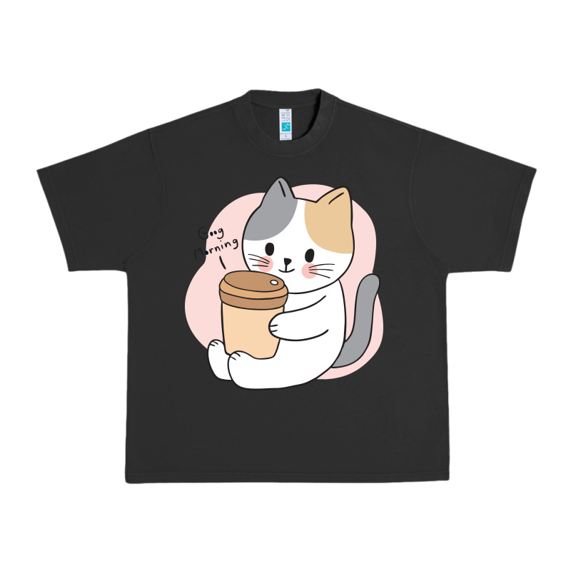 Cat Drinking Coffee Kitten Kawaii Japanese Kitty Urban Heavy Tee by linhVisuals | Teevron