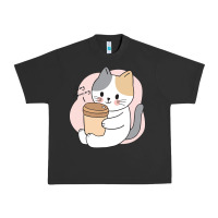 Pigment Black Cat Drinking Coffee Kitten Kawaii Japanese Kitty Urban Heavy Tee - linhVisuals