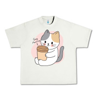 Pistachio Cat Drinking Coffee Kitten Kawaii Japanese Kitty Urban Heavy Tee - linhVisuals