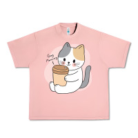 Salmon Cat Drinking Coffee Kitten Kawaii Japanese Kitty Urban Heavy Tee - linhVisuals