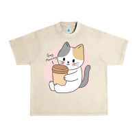 Sandshell Cat Drinking Coffee Kitten Kawaii Japanese Kitty Urban Heavy Tee - linhVisuals