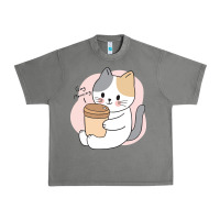 Tornado Cat Drinking Coffee Kitten Kawaii Japanese Kitty Urban Heavy Tee - linhVisuals