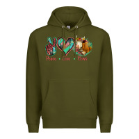Army Green Peace Love Cows Premium Hoodie - Jasminsmagicworld