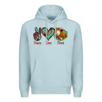 Blue Mist Peace Love Cows Premium Hoodie - Jasminsmagicworld