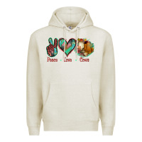 Oatmeal Heather Peace Love Cows Premium Hoodie - Jasminsmagicworld