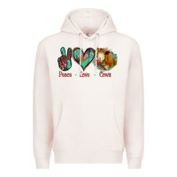 Pale Pink Peace Love Cows Premium Hoodie - Jasminsmagicworld