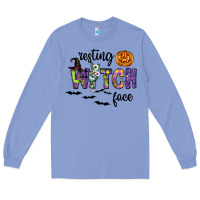 Colony Blue Resting Witch Face Long Sleeve Tee - CowhideDigitalArt
