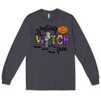 Smoke Resting Witch Face Long Sleeve Tee - CowhideDigitalArt