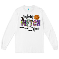 White Resting Witch Face Long Sleeve Tee - CowhideDigitalArt