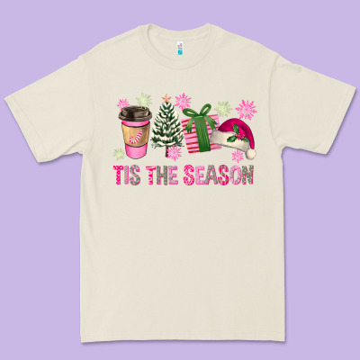 Pink Christmas Tis The Season Premium Tee Designed By Fadigitalartstudio