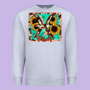 Pisces Turquoise Cowhide Premium Sweatshirt Designed By Ranaportraitstore
