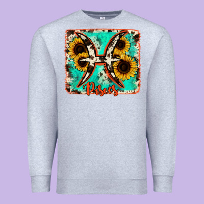 Pisces Turquoise Cowhide Premium Sweatshirt Designed By Ranaportraitstore