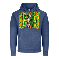 Vintage Denim st patricks cow and coin wıth clovers and leopard brushstrokes Vintage Hoodie - Artiststas