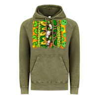 Vintage Olive st patricks cow and coin wıth clovers and leopard brushstrokes Vintage Hoodie - Artiststas