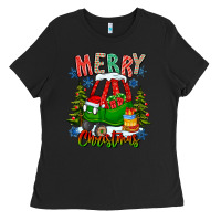 Black merry christmas car Ladies Tee - CowhideDigitalArt
