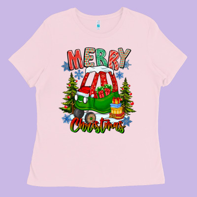 Merry Christmas Car Ladies Tee Designed By Cowhidedigitalart
