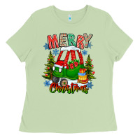 Matcha merry christmas car Ladies Tee - CowhideDigitalArt