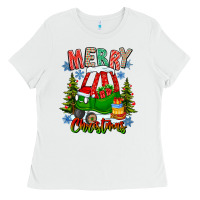 White merry christmas car Ladies Tee - CowhideDigitalArt