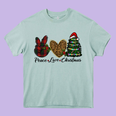 Peace Love Christmas Heavy Core Tee Designed By Ranaportraitstore