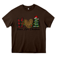 Chocolate Brown peace love christmas Heavy Core Tee - RanaPortraitStore