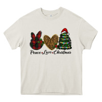 Cream peace love christmas Heavy Core Tee - RanaPortraitStore