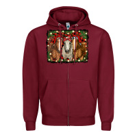 Burgundy Christmas horses Zipper Hoodie - RanaPortraitStore