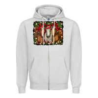 Dove Grey Christmas horses Zipper Hoodie - RanaPortraitStore