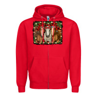 Red Christmas horses Zipper Hoodie - RanaPortraitStore