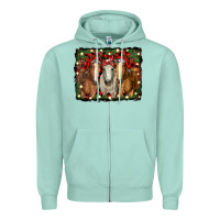 Seafoam Christmas horses Zipper Hoodie - RanaPortraitStore