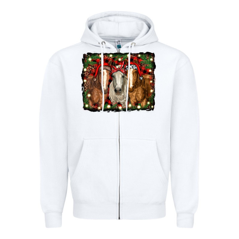 Christmas Horses Zipper Hoodie by RanaPortraitStore | Teevron
