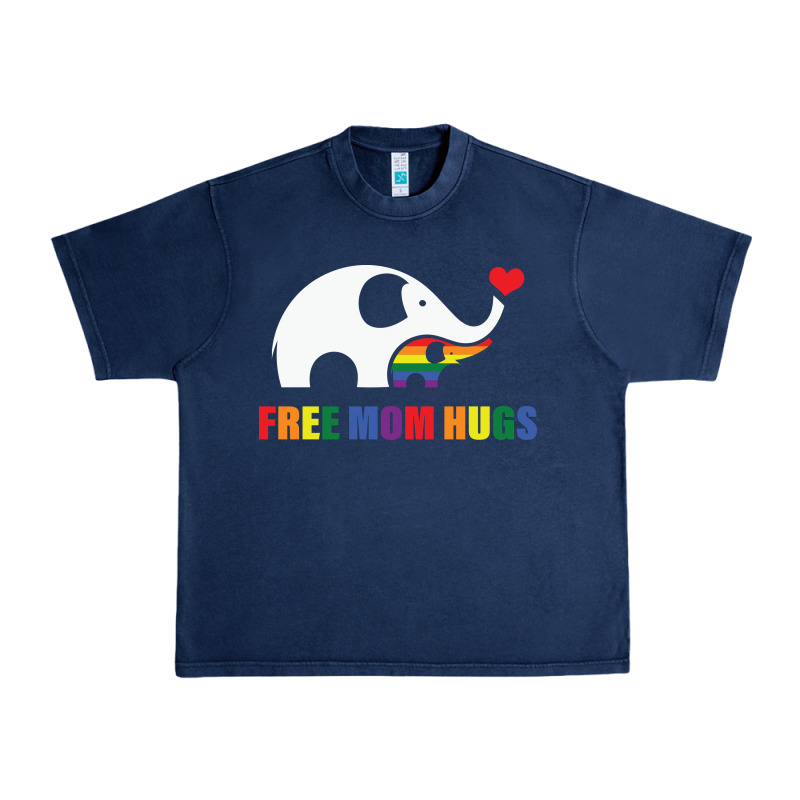 Free Mom Hugs Pride Elephant Rainbow Urban Heavy Tee by linhVisuals | Teevron
