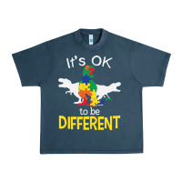 Midnight Navy it’s ok to be different autism dinosaur Urban Heavy Tee - linhVisuals