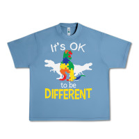 Pebble Blue it’s ok to be different autism dinosaur Urban Heavy Tee - linhVisuals