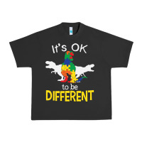 Pigment Black it’s ok to be different autism dinosaur Urban Heavy Tee - linhVisuals