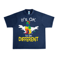 Navy it’s ok to be different autism dinosaur Urban Heavy Tee - linhVisuals