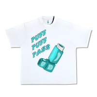 White puff puff pass inhaler Urban Heavy Tee - linhVisuals