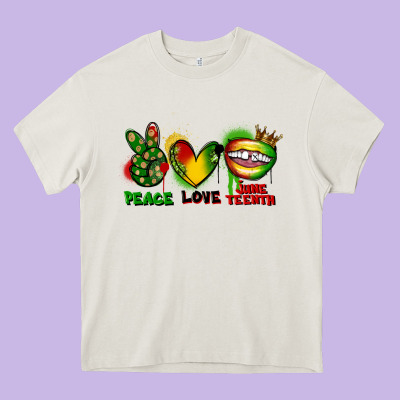 Peace Love Juneteenth Heavy Core Tee Designed By Fadigitalartstudio
