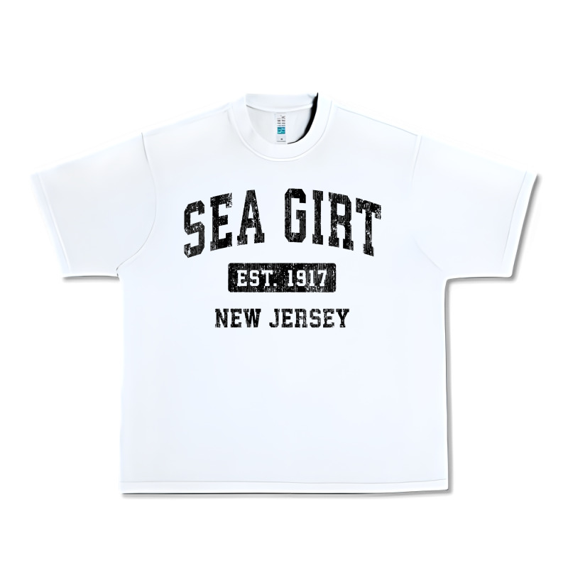 Womens Sea Girt New Jersey Nj Vintage Sports Design Black Design V Nec Urban Heavy Tee by linhVisuals | Teevron
