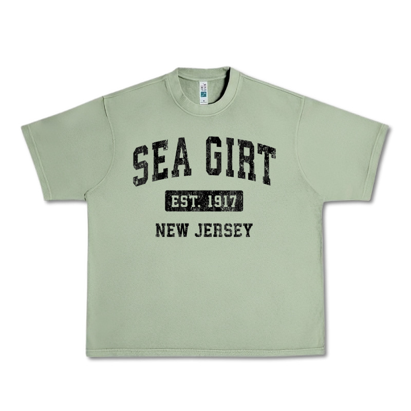 Womens Sea Girt New Jersey Nj Vintage Sports Design Black Design V Nec Urban Heavy Tee by linhVisuals | Teevron