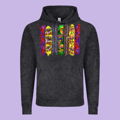 Mardi Gras Crawfish Cake And Mask With Leopar And Fleur De Lis Brushst Vintage Hoodie Designed By Artiststas