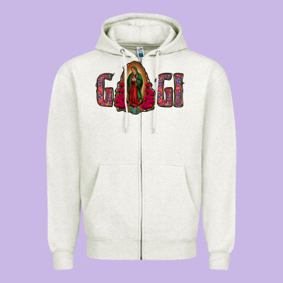 Gigi Lady Of Guadalupe Zipper Hoodie Designed By Jasminsmagicworld