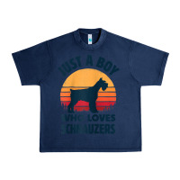 Navy schnauzer just a boy who loves dogs men retro vintage sunset raglan ba Urban Heavy Tee - linhVisuals