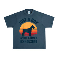 Midnight Navy schnauzer just a boy who loves dogs men retro vintage sunset raglan ba Urban Heavy Tee - linhVisuals
