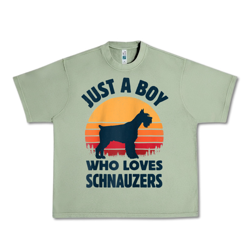 Schnauzer Just A Boy Who Loves Dogs Men Retro Vintage Sunset Raglan Ba Urban Heavy Tee by linhVisuals | Teevron